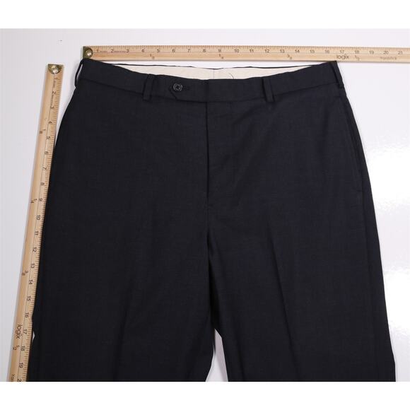 Brooks Brothers Madison Navy Blue Check Reda Wool Flat Front Dress Pants 34x27 - Picture 4 of 8